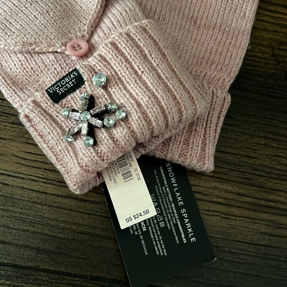 Victoria's Secret Snowflake Sparkle Fingerless Convertible Mittens NWT - Picture 3 of 7